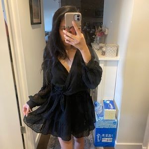 SOLD Black Zara Swiss Mesh Dot Dress/romper